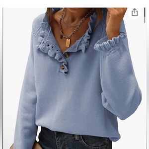 BTFBM Blue Ruffled Knit Sweater